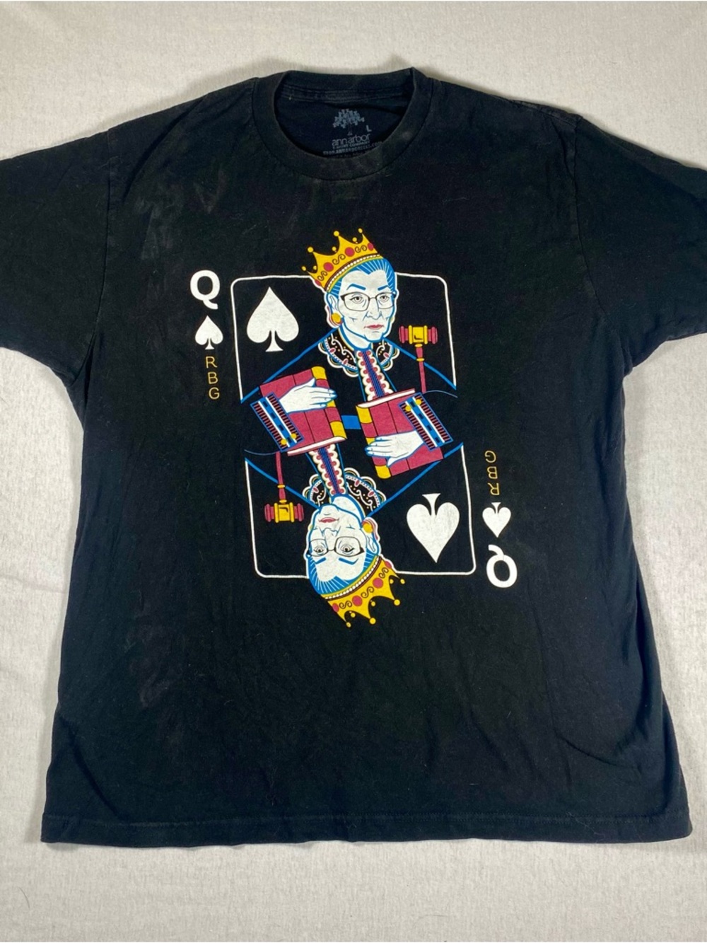 Ruth Bader Ginsburg Queen of Spades Graphic Tee Black L